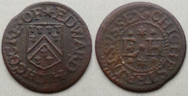 Chichester, Edward Hichcocke farthing token Chichester, Edward Hichcocke farthing token